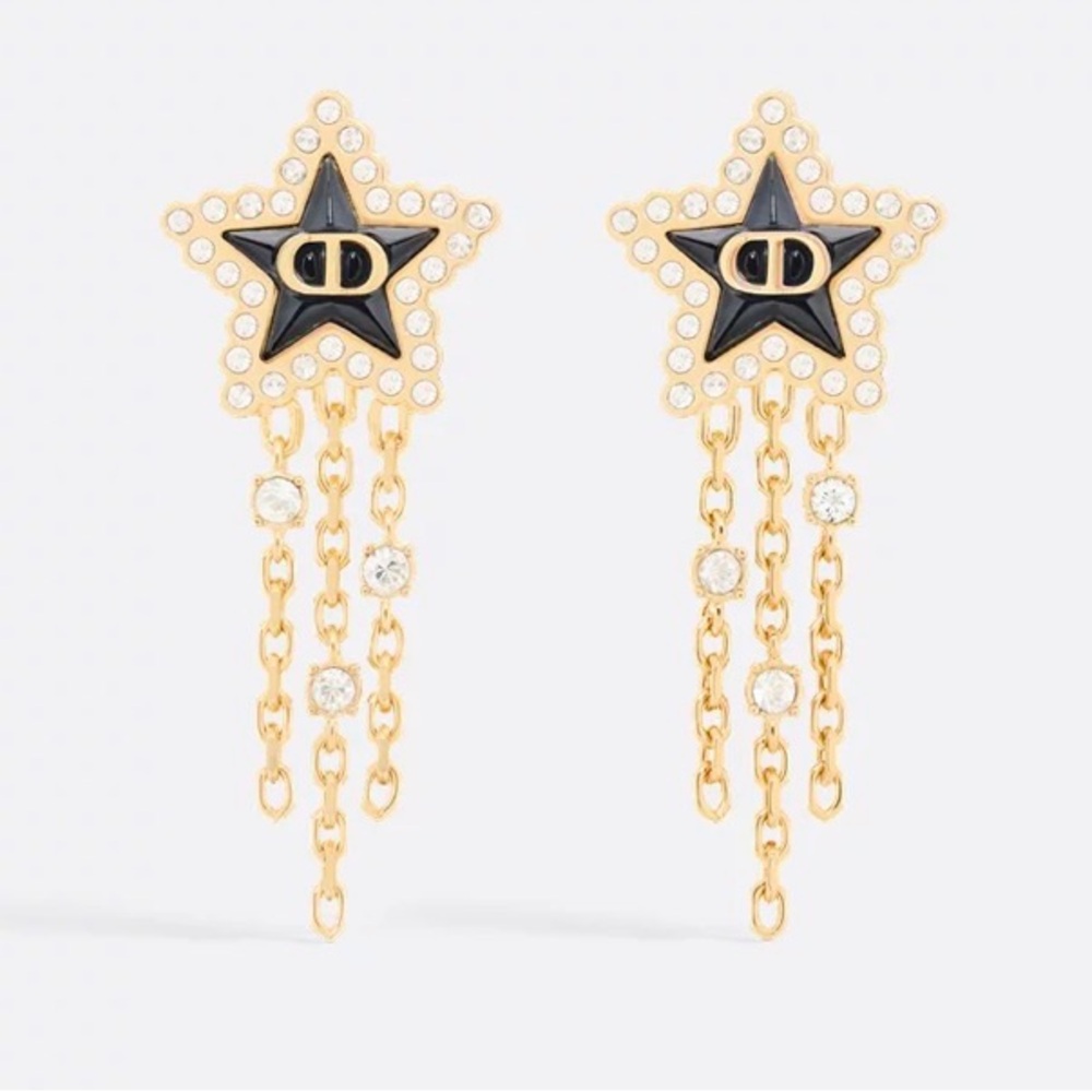 Dior Star Earrings with Gold and Black Details - Picture 2 of 2
